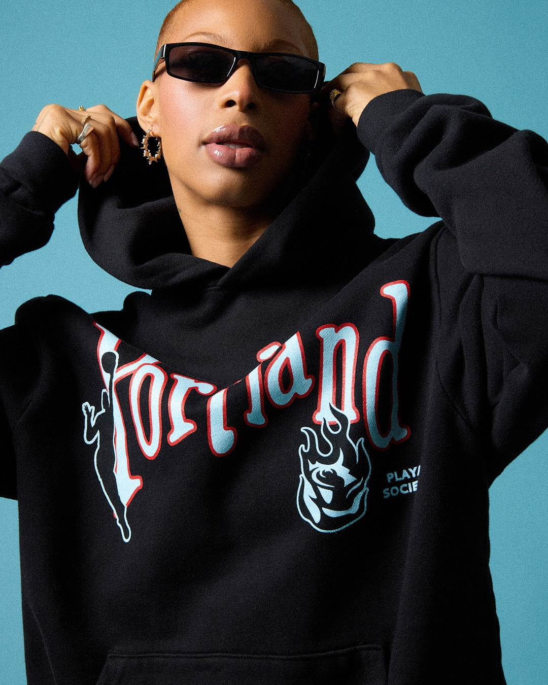 Portland Fire Burning Rose Unisex Hoodie