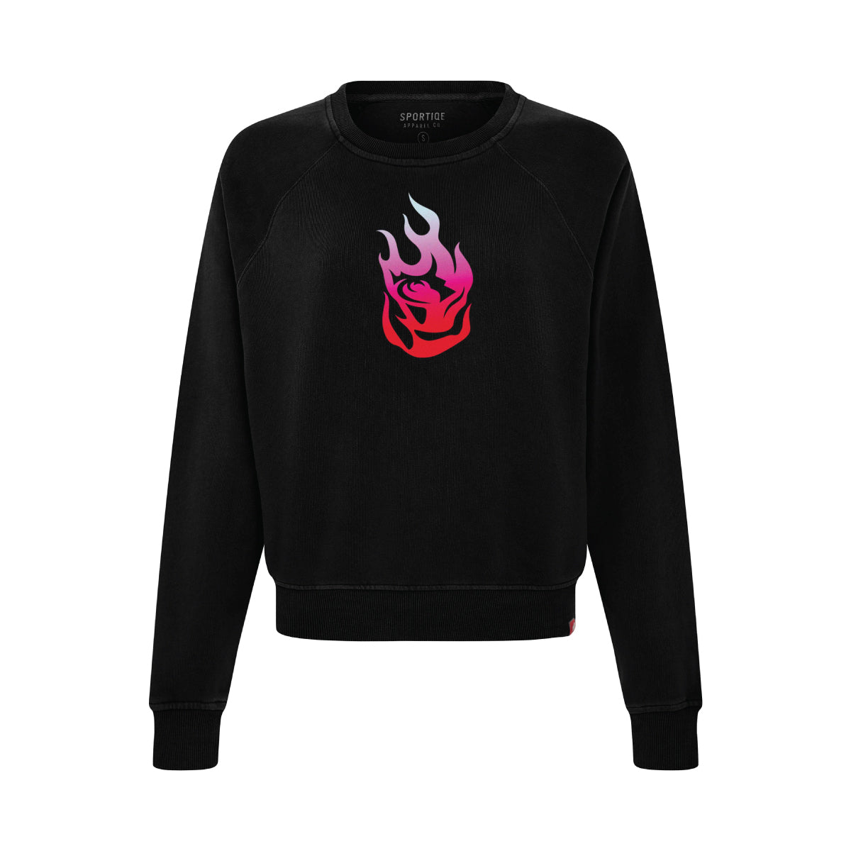 Fire Logo Black Womens French Terry Crewneck