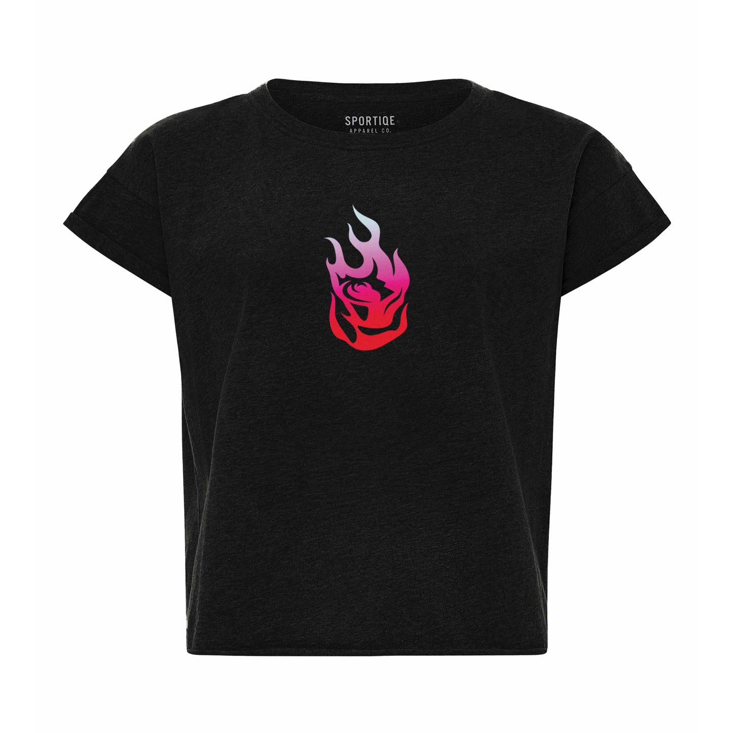 Fire Logo Black Women's Crop Tee